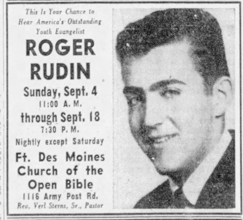 Roger Rudin newspaper advertisement